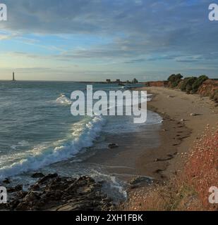 France, Manche, Auderville, phare de la Haye et Port Goury, paysage côtier Banque D'Images