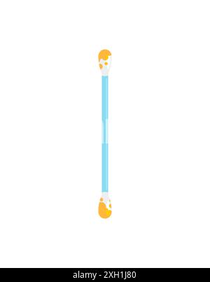 Bâton d'oreille sale isolé. Bâton de nettoyage des oreilles avec cérumen Illustration de Vecteur