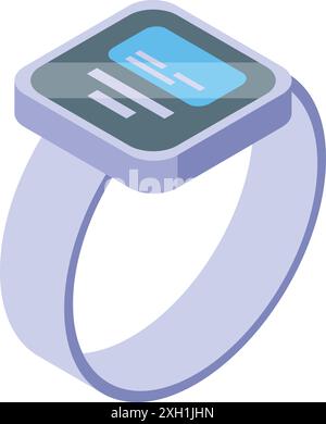 Bracelet intelligent affichant un message texte à l'écran avec vue isométrique Illustration de Vecteur