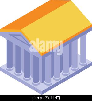 Illustration isométrique d'un bâtiment ancien avec des colonnes, peut-être une banque, un musée, ou tout autre point de repère important Illustration de Vecteur