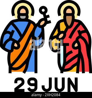 st pierre et st paul festin catholique illustration vectorielle d'icône de couleur de vacances Illustration de Vecteur