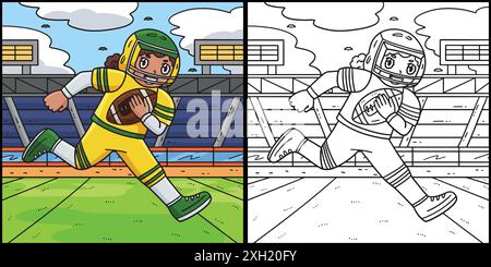 Joueur de football américain de course à pied Illustration de Vecteur