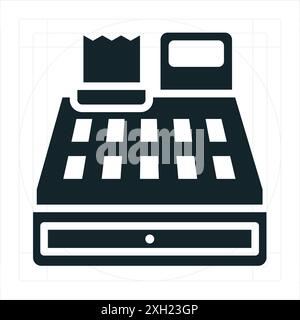 Icône de caisse enregistreuse Une illustration vectorielle en monochrome, représentée entièrement remplie. Illustration de Vecteur