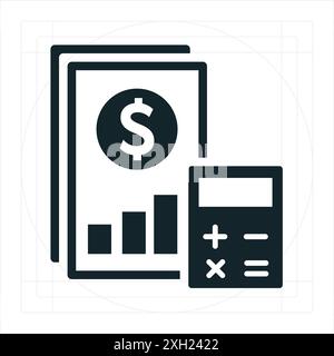 Icône du compte de résultat Une illustration vectorielle en monochrome, représentée entièrement remplie. Illustration de Vecteur