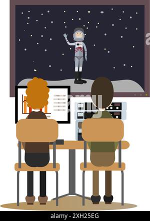 Illustration vectorielle plate de concept de personnes de l'espace Illustration de Vecteur