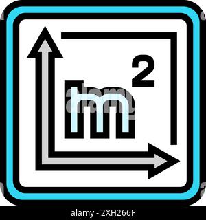 illustration vectorielle d'icône de couleur de mise en garde d'étiquette de produit d'aire de mètre carré Illustration de Vecteur