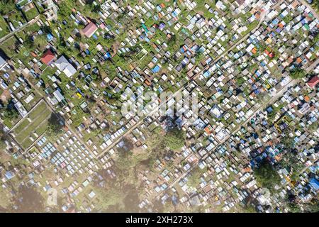 Cimetière dans la ville Bluefield Nicaragua drone aérien vue de dessus Banque D'Images