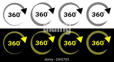 conception de symbole de rotation de 360 degrés. Icône de signe mathématique de géométrie d'angle à 360 degrés. Illustration de Vecteur