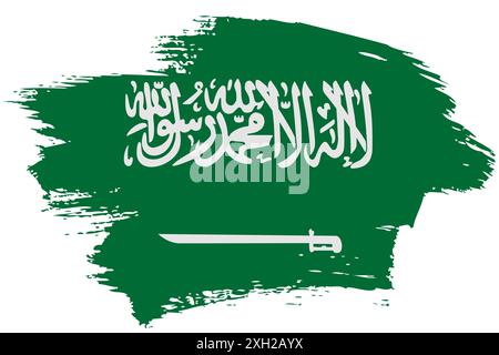 Fond de drapeau de coup de pinceau d'Arabie saoudite. Bannière isolée peinte saoudienne de style grunge dessinée à la main. Banque D'Images