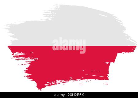 Fond de drapeau de coup de pinceau Pologne. Bannière isolée peinte peinte de style grunge dessinée à la main. Banque D'Images