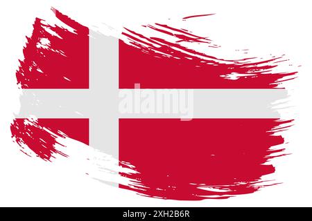 Fond de drapeau de coup de pinceau Danemark. Bannière isolée peinte danoise de style grunge dessinée à la main. Banque D'Images