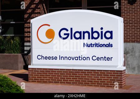 Twin Falls, ID, États-Unis - 23 juin 2024 ; signe au Glanbia Nutritionals Cheese innovation Center sur piédestal mural en briques - 23 juin 2024; Banque D'Images