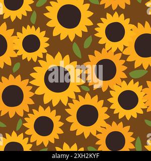 Motif floral sans couture avec tournesols. Illustration vectorielle. Il peut être utilisé pour les papiers peints, l'emballage, les cartes, les motifs pour les vêtements et autres. Illustration de Vecteur