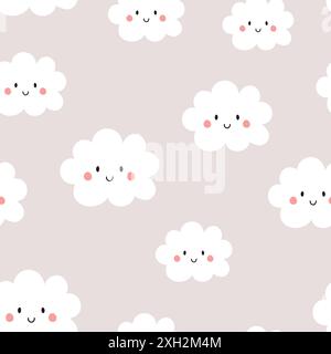 Motif sans couture avec des nuages mignons. Fond pour les enfants. Illustration vectorielle. Illustration de Vecteur