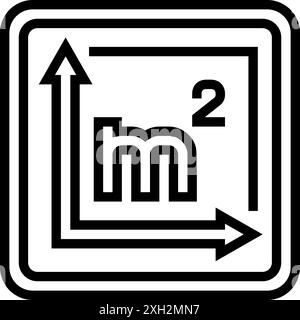 illustration vectorielle d'icône de ligne d'avertissement de produit d'étiquette de mètre carré de surface Illustration de Vecteur