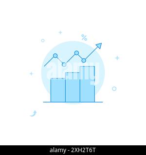 Graphique vers le haut, icône de croissance. Illustration plate. Style de ligne plein. Motif monochrome bleu. Banque D'Images