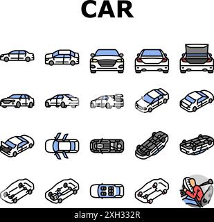 les icônes de transport automatique de véhicule de voiture définissent le vecteur Illustration de Vecteur