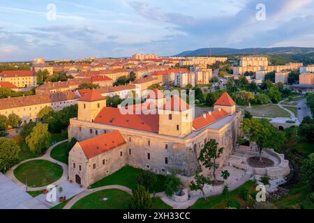 Vue aérienne sur le célèbre château de Thury au coeur de la ville de Varpalota Banque D'Images