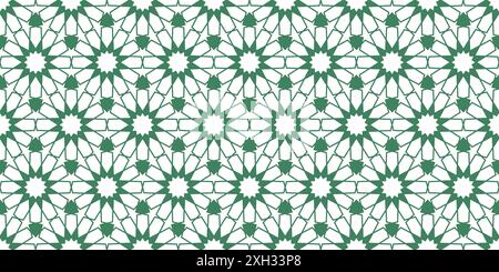 Fond ornemental oriental. Mashrabiya arabesque grille de motif sans couture arabe. Vert géométrique texturé pour tissu, emballage, carte, bannière. Illustration de Vecteur