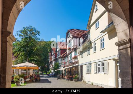 Bad Sooden-Allendorf : rue Weinreihe, parc Kurpark à Bad Sooden, restaurant en plein air à Nordhessen, Hessen, Hesse, Allemagne Banque D'Images