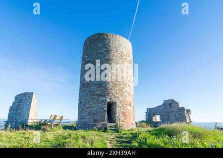 Warburg : Desenberg montagne et château, paysage Warburger Börde à Teutoburger Wald, Rhénanie-du-Nord-Westphalie, Allemagne Banque D'Images