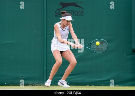 Londres, Royaume-Uni. 08 juillet 2024. LONDRES, ROYAUME-UNI - 8 JUILLET : Mia Pohankova de Slovaquie le jour 8 des Championnats Wimbledon 2024 au All England Lawn Tennis and Croquet Club le 8 juillet 2024 à Londres, Royaume-Uni. (Photo de Marleen Fouchier/Agence BSR) crédit : Agence BSR/Alamy Live News Banque D'Images