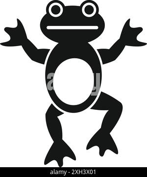 Simple icône noire et blanche d'une grenouille debout avec ses bras grands ouverts Illustration de Vecteur