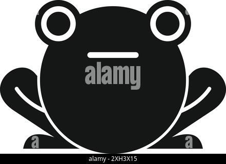 Silhouette noire d'une grenouille assise avec ses grands yeux ouverts Illustration de Vecteur
