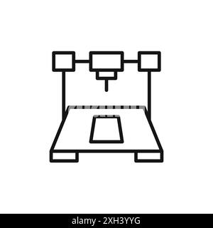 contour de vecteur de signe de logo d'icône d'imprimante 3d en couleur noire et blanche Illustration de Vecteur