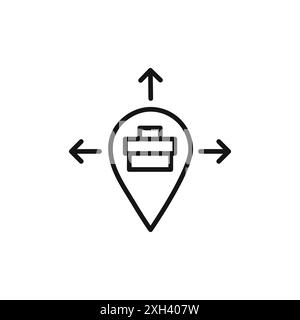 Contour de vecteur de signe de logo d'icône d'expansion d'entreprise en couleur noir et blanc Illustration de Vecteur