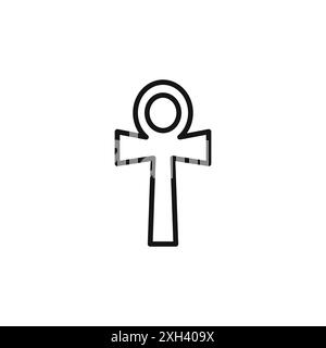 Contour vectoriel de signe de logo Ankh icône en couleur noire et blanche Illustration de Vecteur