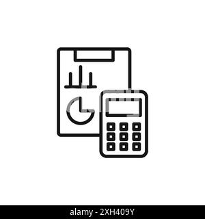 contour de vecteur de signe de logo d'icône de comptabilité en noir et blanc Illustration de Vecteur