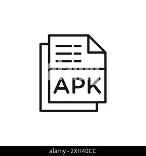 APK File format icône logo signe vectoriel contour en noir et blanc Illustration de Vecteur