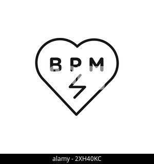 Beat BPM icône logo logo contour vectoriel en noir et blanc Illustration de Vecteur