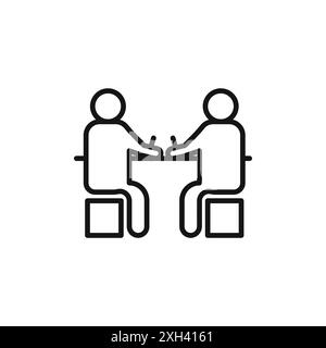 Contour vectoriel de signe de logo d'icône de signature de contrat en couleur noire et blanche Illustration de Vecteur