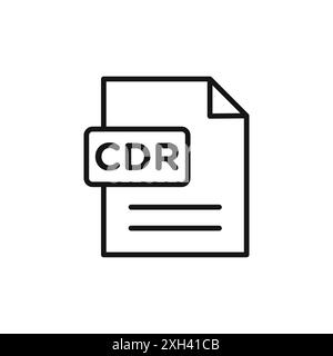 CDR fichier icône de document logo signe vectoriel de contour en noir et blanc Illustration de Vecteur