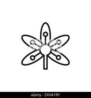 Contour de vecteur de signe de logo de Crocus icône en couleur noire et blanche Illustration de Vecteur