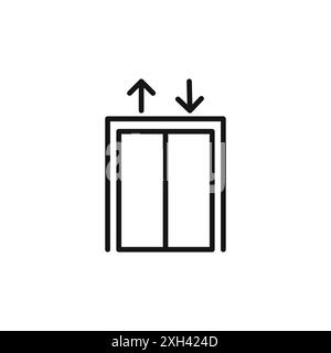 Contour de vecteur de signe de logo d'icône d'ascenseur en noir et blanc Illustration de Vecteur