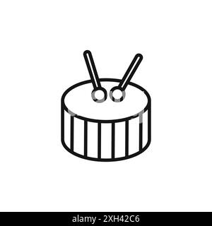 Contour de vecteur de signe de logo de Drums en noir et blanc Illustration de Vecteur