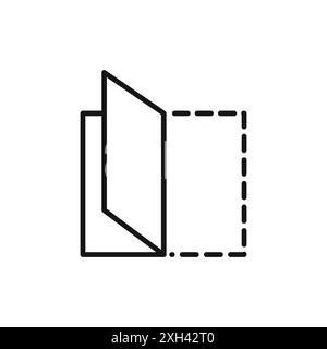 Contour de vecteur de signe de logo d'icône de papier plié en noir et blanc Illustration de Vecteur