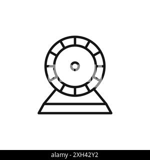 Contour vectoriel de signe de logo de roue de hamster en couleur noire et blanche Illustration de Vecteur