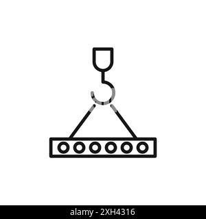 Contour de vecteur de signe de logo d'icône de crochet en couleur noir et blanc Illustration de Vecteur