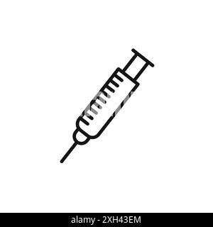 Contour de vecteur de signe de logo d'icône de seringue d'insuline en couleur noire et blanche Illustration de Vecteur