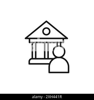 Le contour de vecteur de signe de logo d'icône masculin de conservateur de musée en couleur noire et blanche Illustration de Vecteur