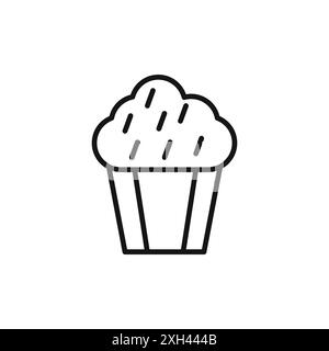 Contour de vecteur de signe de logo d'icône de muffin en couleur noire et blanche Illustration de Vecteur