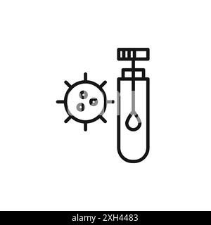 Contour de vecteur de signe de logo d'icône de test PCR en noir et blanc Illustration de Vecteur