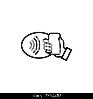 Icône de paiement sans fil NFC logo signe vectoriel contour en noir et blanc Illustration de Vecteur