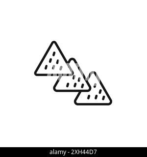 Contour de vecteur de signe de logo d'icône de nachos en noir et blanc Illustration de Vecteur