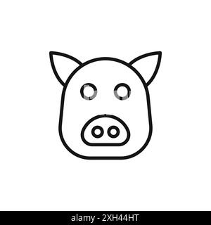 Contour de vecteur de signe de logo de visage de porc en noir et blanc Illustration de Vecteur