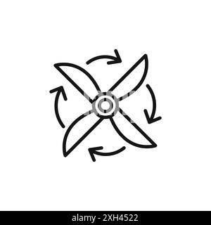 Contour de vecteur de signe de logo d'icône de ventilation en noir et blanc Illustration de Vecteur